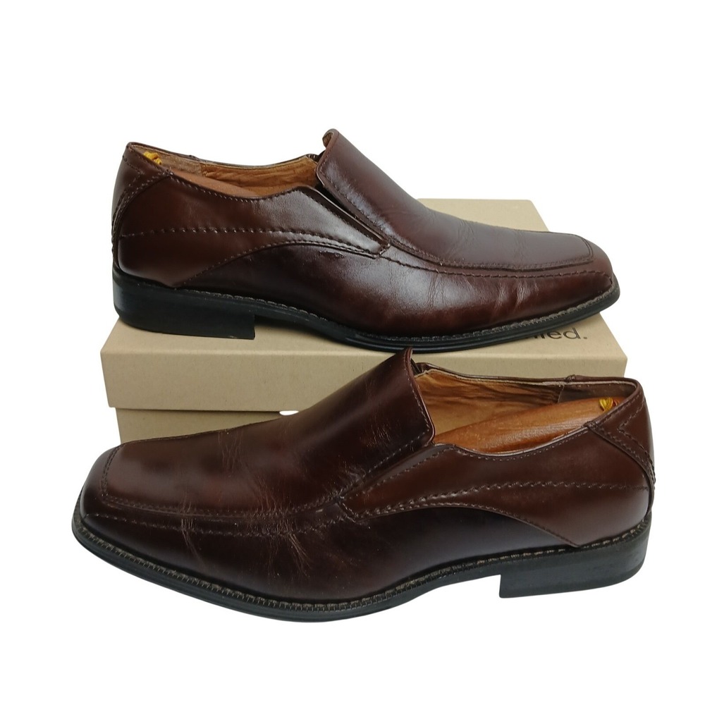 Joseph Abboud Burgundy Leather Square‎ Toe Slip-on Loafers 9.5 M Men's #1460